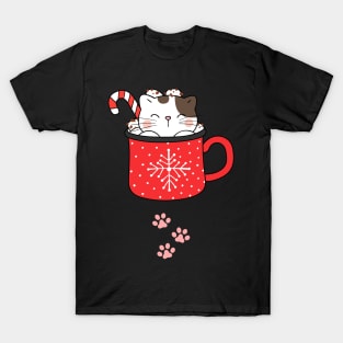christmas cat inside mug T-Shirt